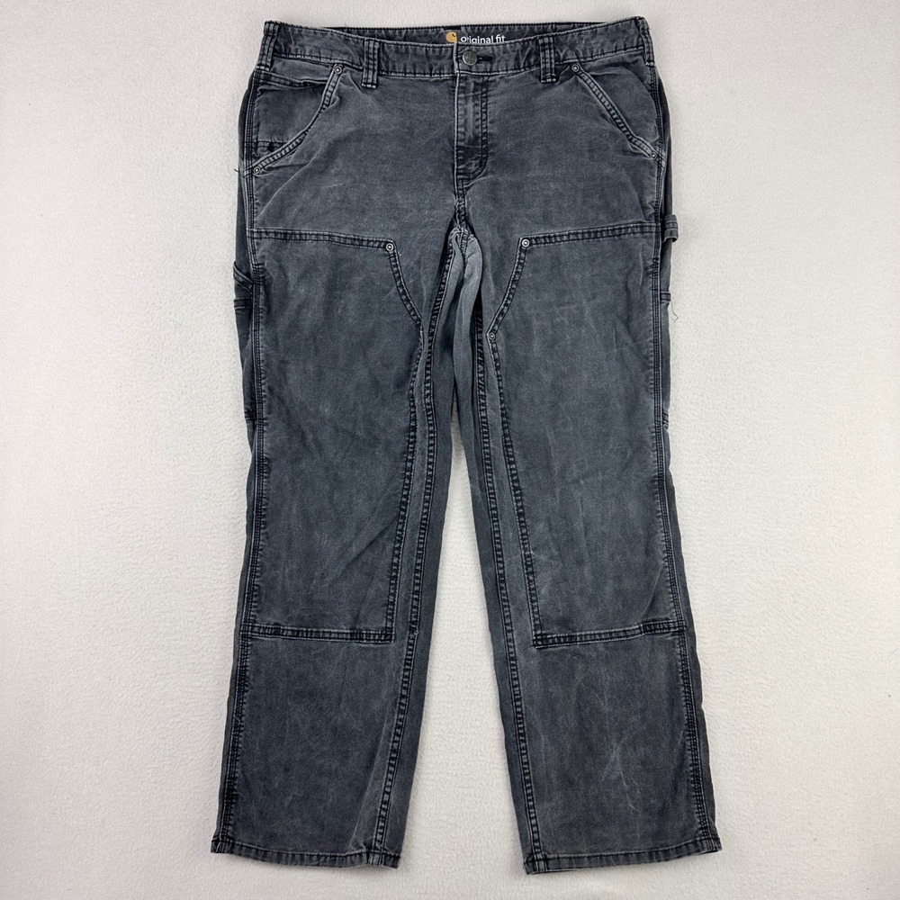 Carhartt Double Knee Pants Womens 14‎ Short Black Original Fit Stretch Canvas